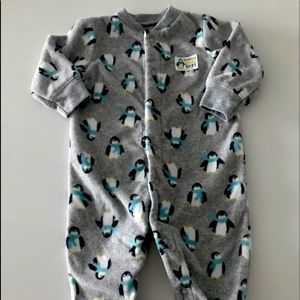 Fleece sleeper footed penguin pajamas